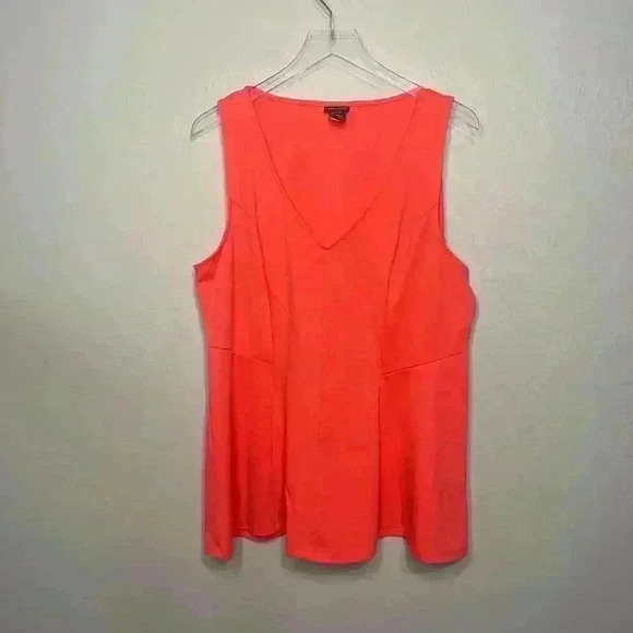 Torrid Neon Orange Peplum Pullover Sleeveless Top 1 1X 14/16 - Picture 2 of 5